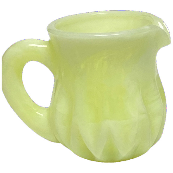 Mini Cream Vaseline Boyd Glass Pitcher Toothpick Holder 2000 Lemon Splash GLOWS - Picture 14 of 15